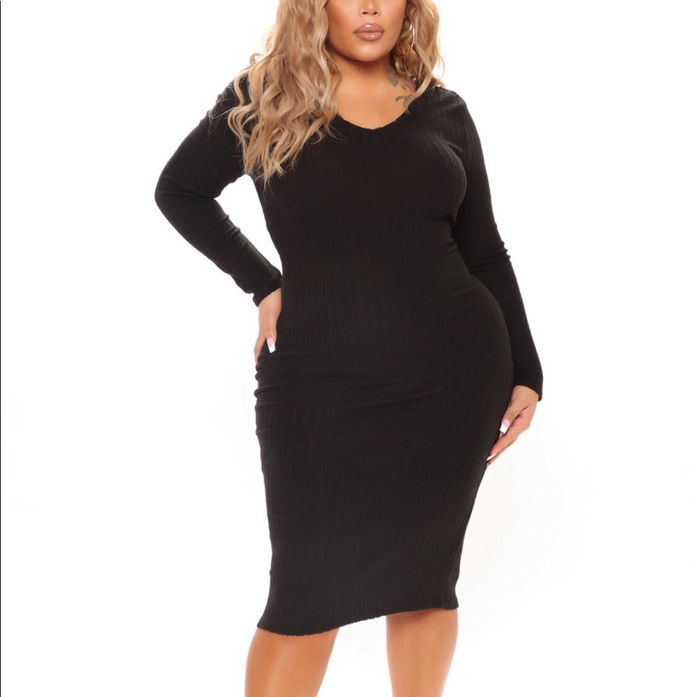 NWT Fashion Nova Black Midi Dress